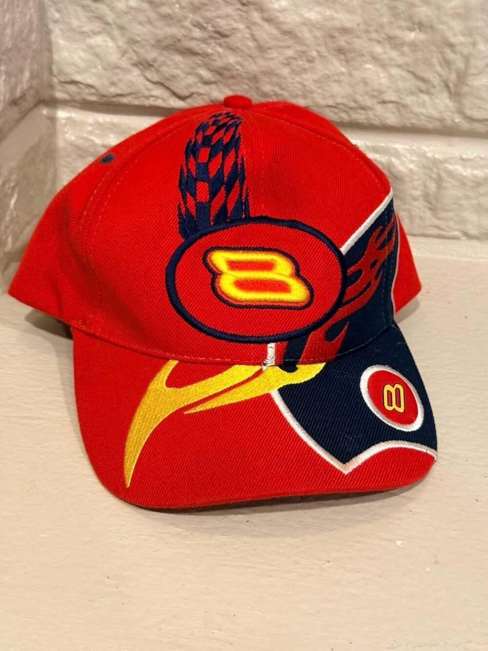 Dale Earnhardt Jr. #8 NASCAR Racing Red Flame Checkered Flag Hat
